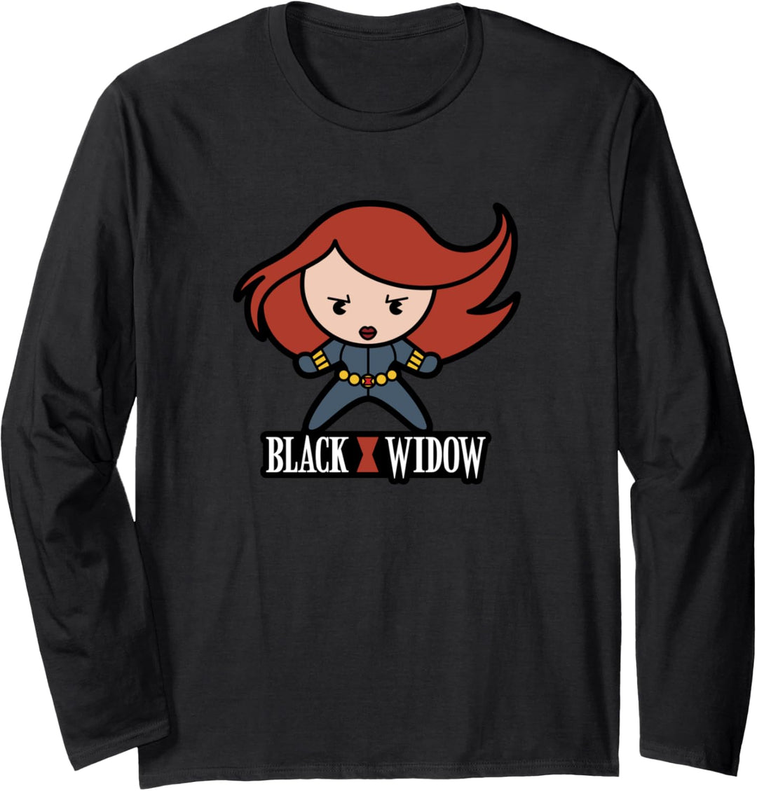 Marvel Black Widow Cute Kawaii Logo Stance Langarmshirt