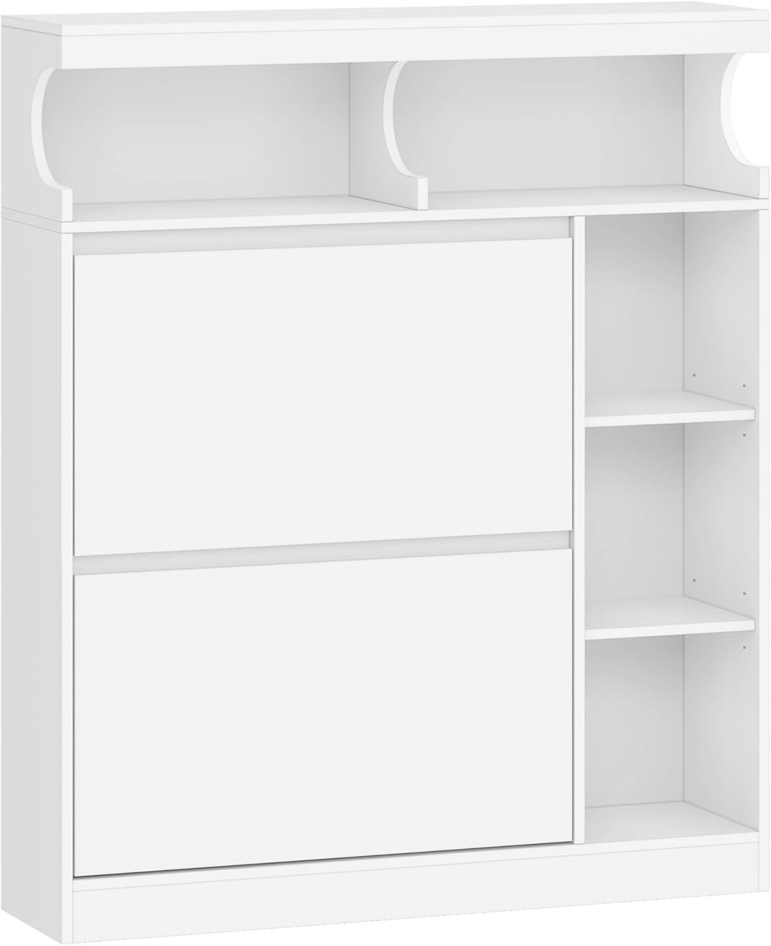 Hzuaneri Schuhschrank mit 2 Klappen, Schmal Schuhschrank mit 3 Ablagefächer, Trennwand Verstellbar,