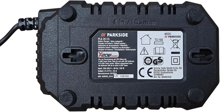 PARKSIDE Ladegerät »PLG 20 A3«, 120 Watt, 4.5 A -30 min Ladezeit X 20 V Team
