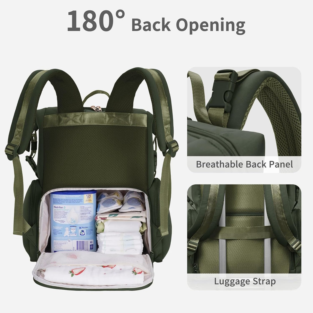 CEI-CEI Baby Wickeltasche/Rucksack mit Isolierter Flaschentasche, Wasserdichtes Neoprengewebe, Wicke