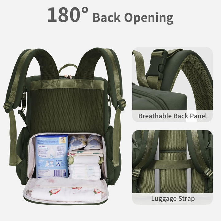 CEI-CEI Baby Wickeltasche/Rucksack mit Isolierter Flaschentasche, Wasserdichtes Neoprengewebe, Wicke