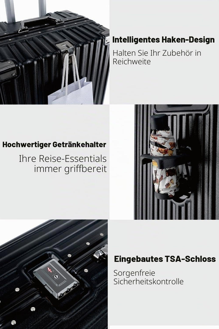 Aoliwei Handgepäck Koffer S 55cm - Alurahmen Hartschalenkoffer aus 100% Polycarbonat, ca. 40L - Prem