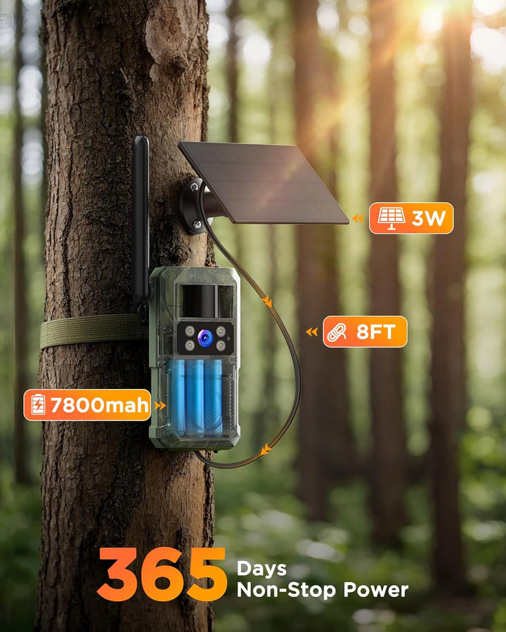 4G LTE Wildkamera Aussen Solar: 2.7K HD Überwachungskamera 8000mah Akku - Farbe Nachtsicht Kamera mi
