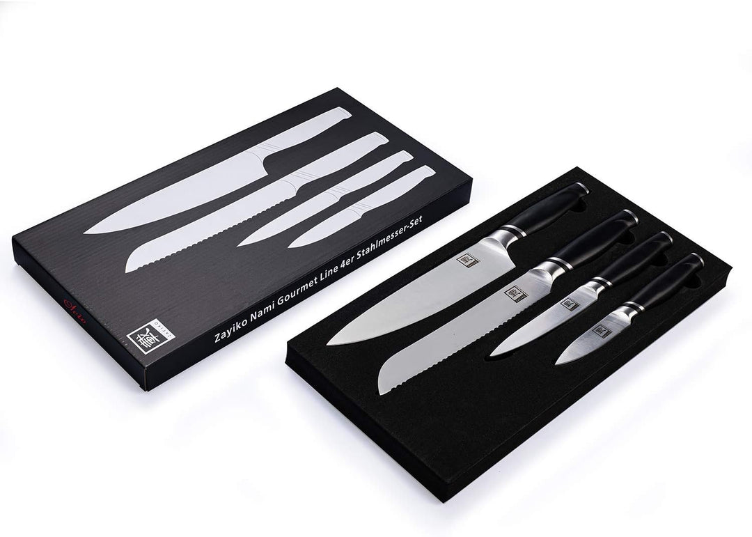 zayiko NAMI Messerset, 4-teilig, Chef- &amp; Brotmesser aus deutschem Edelstahl 4er Set, 4er Set