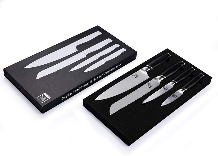 zayiko NAMI Messerset, 4-teilig, Chef- &amp; Brotmesser aus deutschem Edelstahl 4er Set, 4er Set
