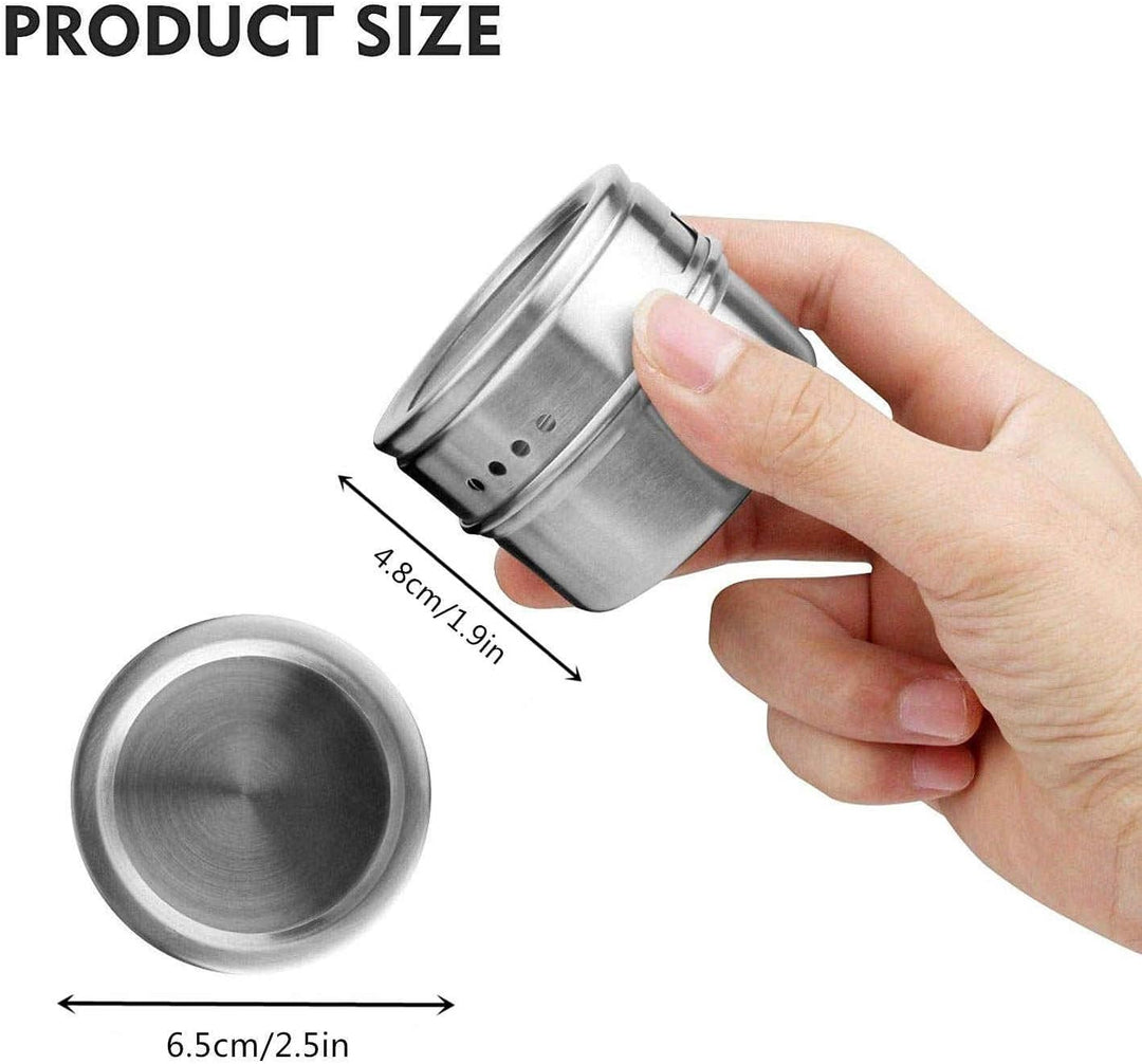 Gewürzdosen aus Edelstahl, magnetische Gewürzdosen, magnetische Gewürzdosen am Kühlschrank (6 Stück,