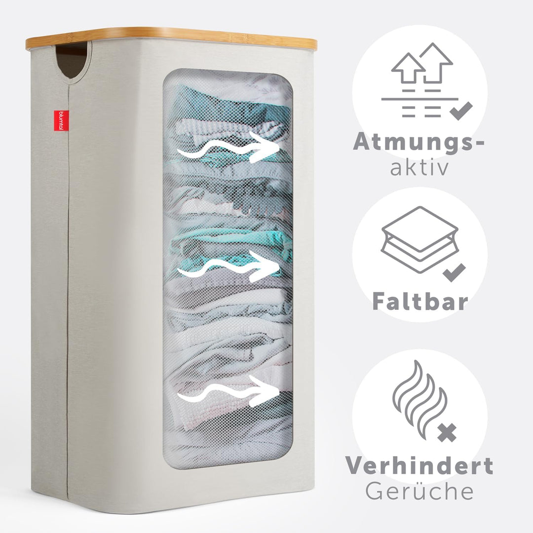 Blumtal Wäschekorb 100L - Wäschesammler mit herausnehmbarem Wäschesack - Wäschekorb schmal - laundry
