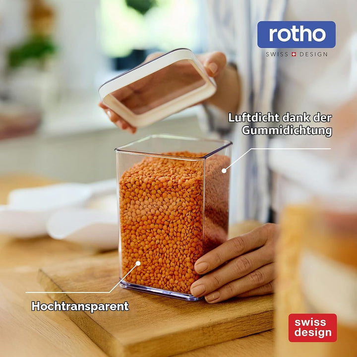 Rotho LOFT 12er-set Vorratsdosen mit Deckel, stapelbar, aromadicht, spülmaschinenfest, 40×20×21,4 cm