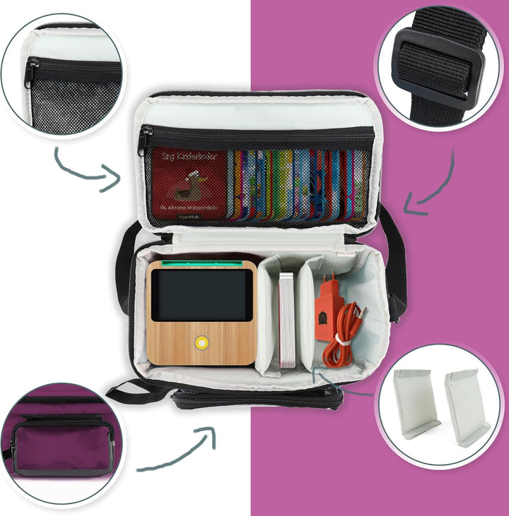 Tasche für Toniebox Hörfiguren Tragetasche für Tigerbox Touch Tigerkarten, Beere Transporttasche für