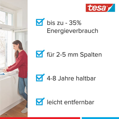 tesa moll P-Profile & moll Fensterdichtung Premium Flexible - Selbstklebende Silikondichtung zum Iso