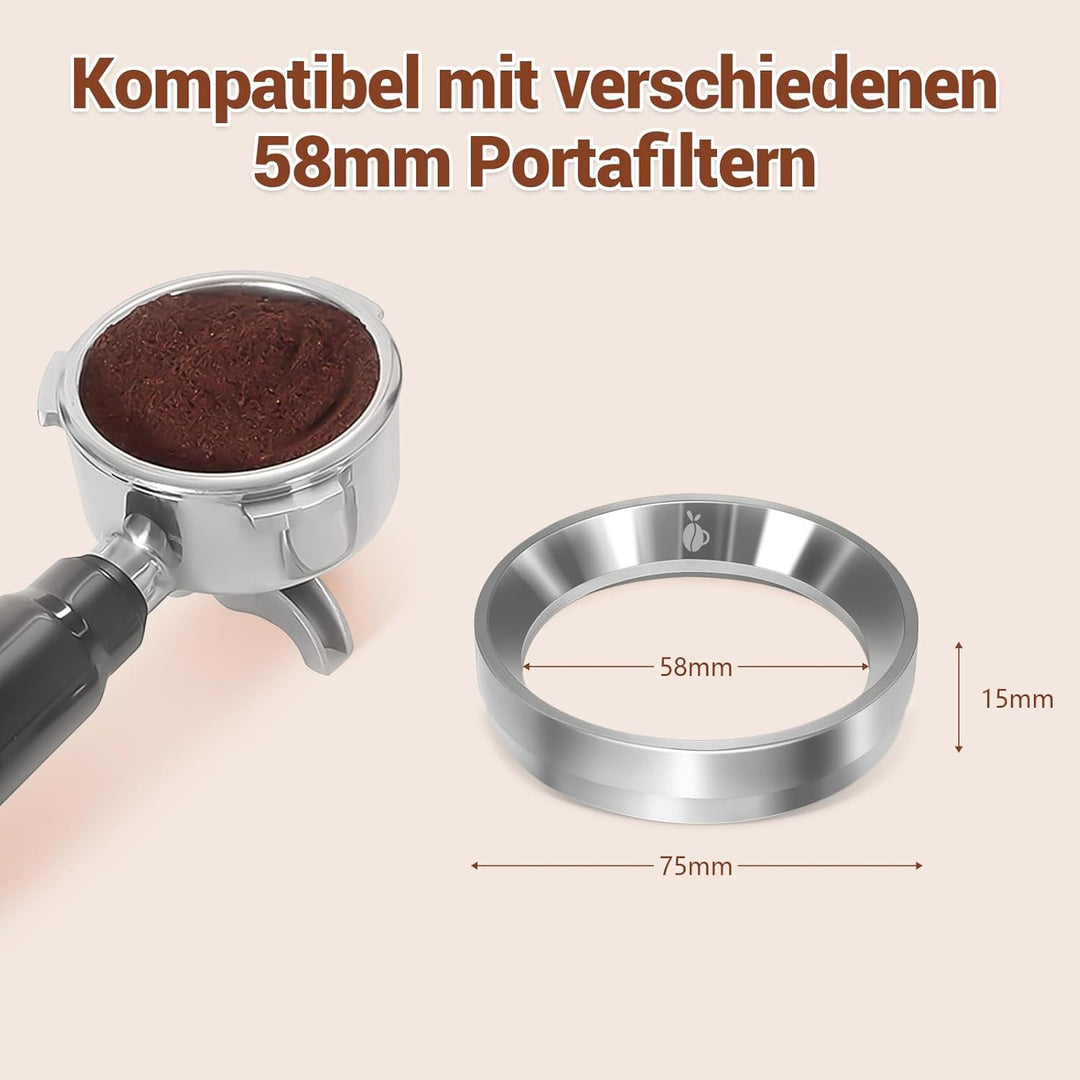 Dosierring 51mm, 304 Edelstahl Espresso Dosiertrichter, Portafilter Trichter mit magnetischen, 51mm