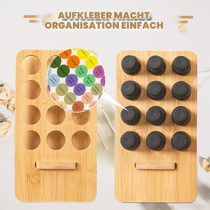12 Loch Hölzern für Ätherisches Öl Display Ständer, Ständerhalter Aromatherapie Öle Organizer, Äther