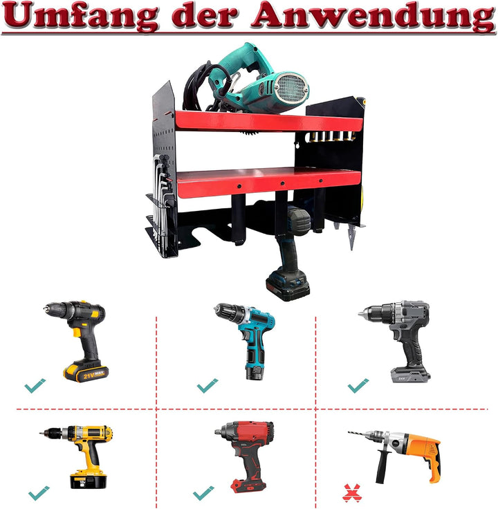Werkzeug Wandhalterung für 4 Elektrowerkzeug Werkzeugregal 3 Ebenen Werkzeughalter Wand Werkzeugstän