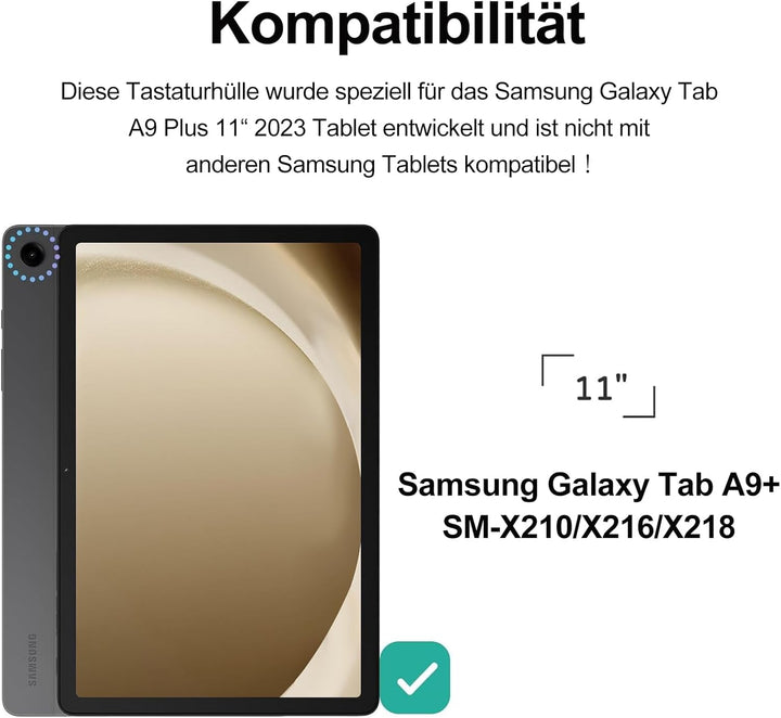 Tastatur für Samsung Galaxy Tab A9 Plus 11" con Touchpad, Hülle mit Tastatur für Samsung Tab a9+ 202
