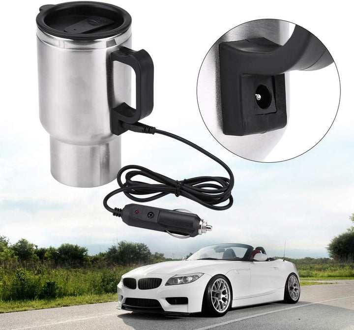 Auto Wasserkocher 12V, 450 ml Autowasserkocher aus Edelstahl, Tragbar Elektrischer Reise, Reisewasse