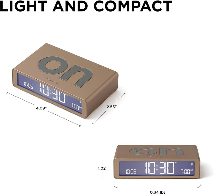 Lexon Flip Classic Morgenwecker, beleuchtet, wendbar mit Seiten on Off und Snooze-Funktion, mit LCD-