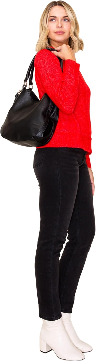 Leichte Hobo-Tasche aus Kunstleder mit 3 Fächern Beige, Beige