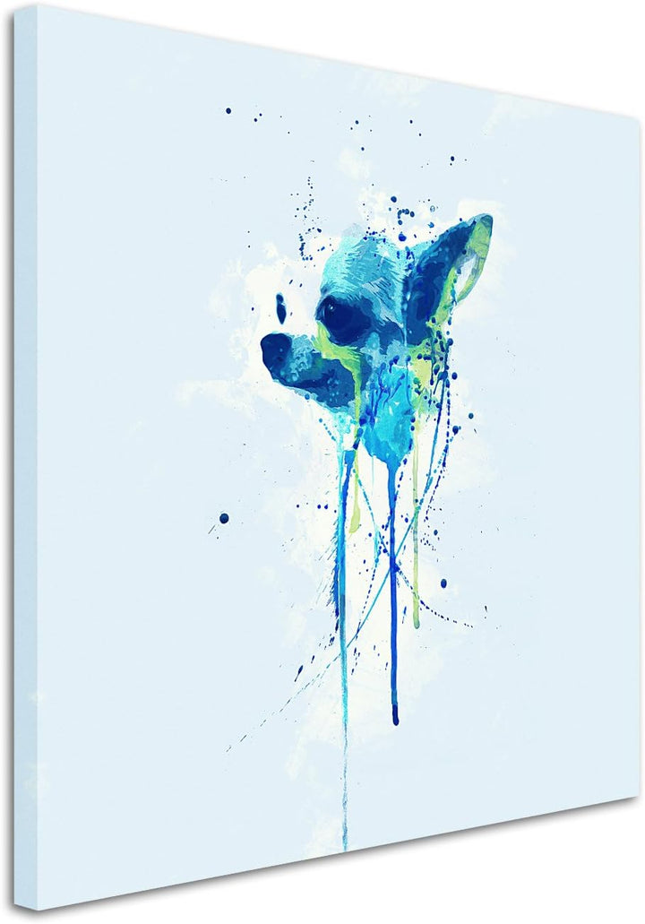 Paul Sinus Art Cute Chihuahua 60x60cm Keilrahmenbild Kunstbild Aquarell Art Wandbild auf Leinwand fe