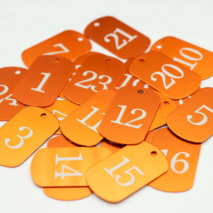 Aluminiummarken mit gravierten Nummern 1 bis 50, Schlüsselanhänger, Kennzeichnungsmarken mit Schlüss