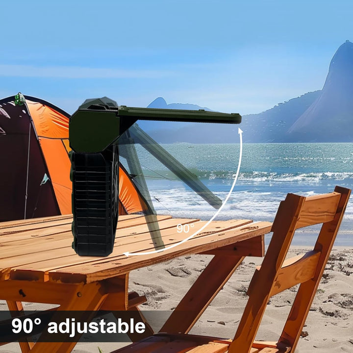 GY Solar Camping Ventilator mit LED-Licht & 10400mAh Akku – 4 in 1 Tragbarer Tischventilator, 4 Gesc