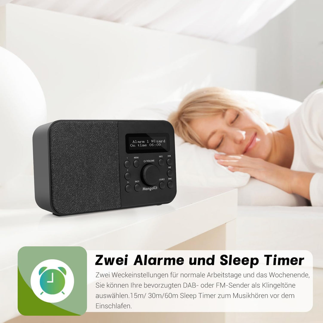 MangoKit PR2S Tragbares DAB+ Digitalradio,Küchen-FM-Radio,Bluetooth-Lautsprecher,Persönliches DAB-Ra