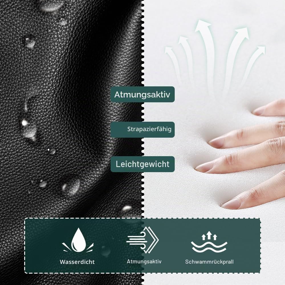BFTOU Schwarzer Drehhocker aus PU-Leder mit Rollen, perfekt für Salon, Arbeit, Zuhause, Spa, Geschäf
