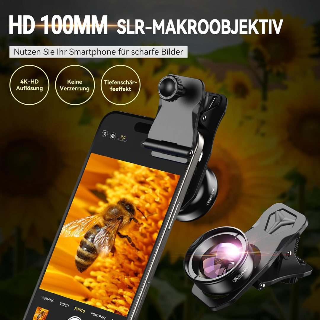 APEXEL Professionelles Makro-Fotoobjektiv für Dual-Objektiv/Einzelobjektiv, iPhone, Pixel, Samsung G