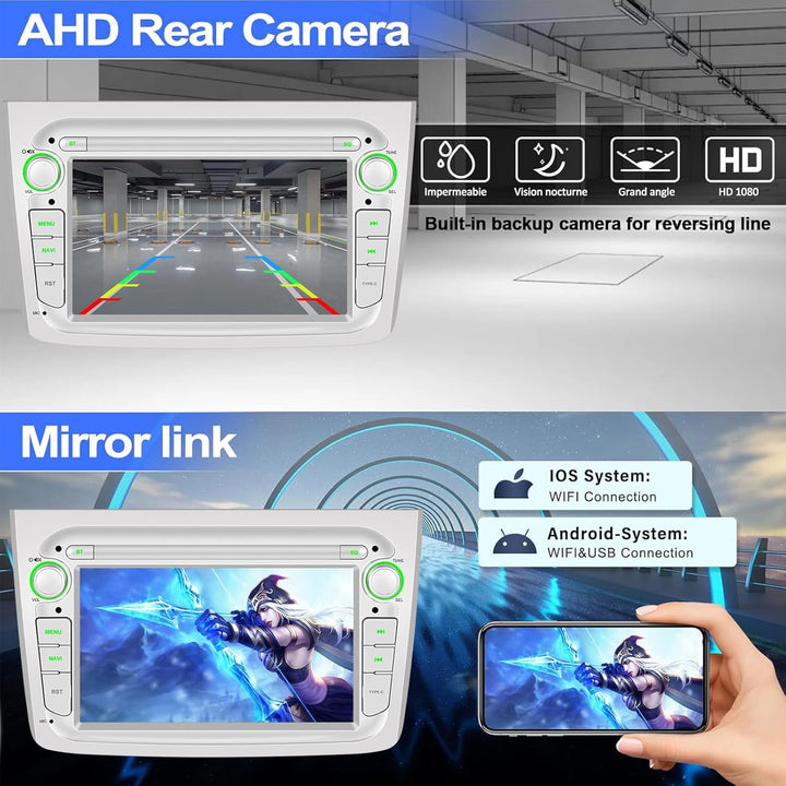 CAMECHO 2G+64G Android 15 Autoradio für Alfa Romeo MITO 2008-2016 mit Navi Carplay Android Auto, 7''