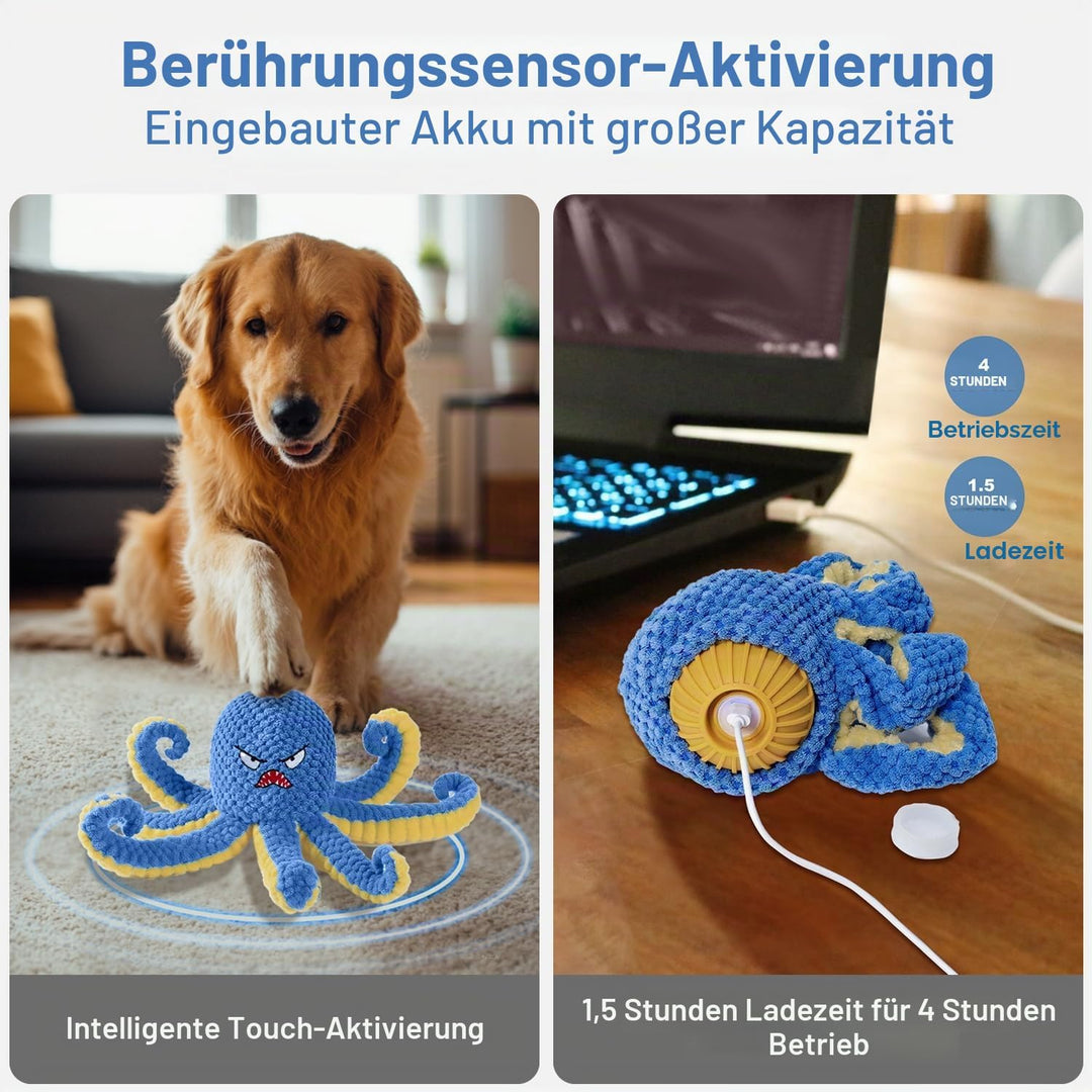 Interaktives Hundespielzeug, Oktopus, langlebiges, automatisches Spring-Hundespielzeug, um sie besch