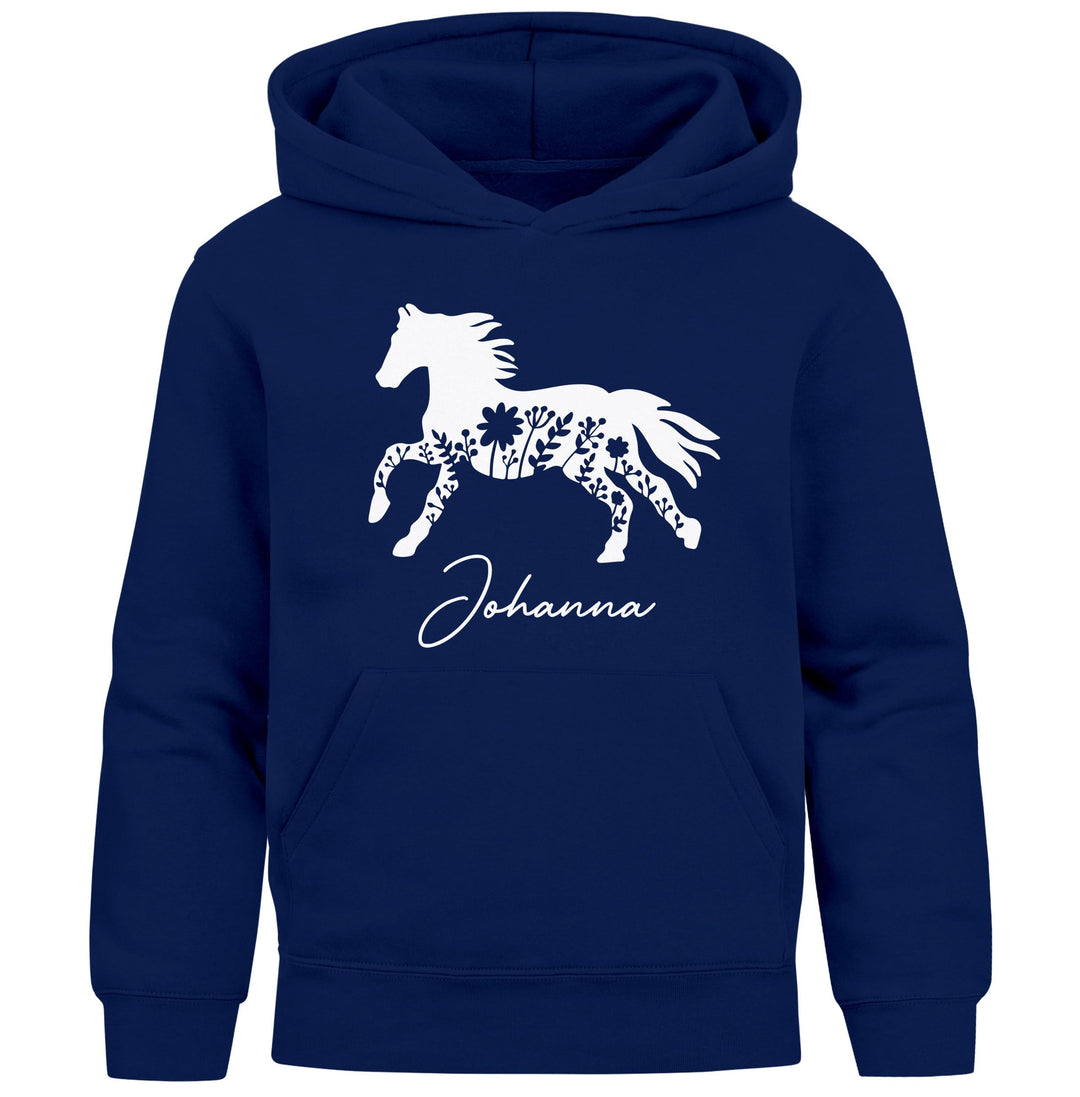 SpecialMe® Kinder Hoodie Mädchen Pferde Reiten Mädchengeschenk personalisiert mit Name Namensgeschen
