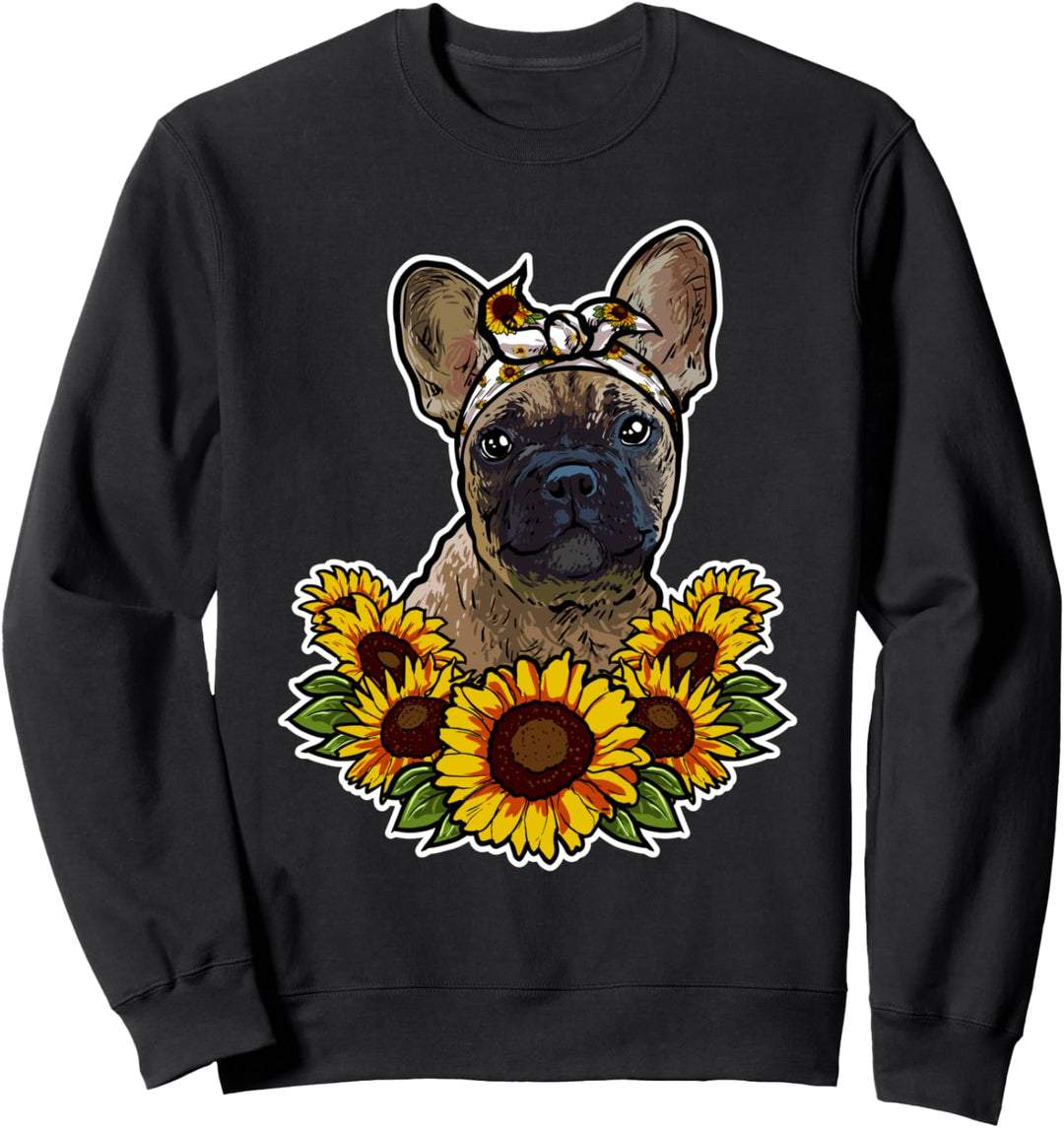Franzoesische Bulldogge Sonnenblumen Frenchie Hunde Sweatshirt