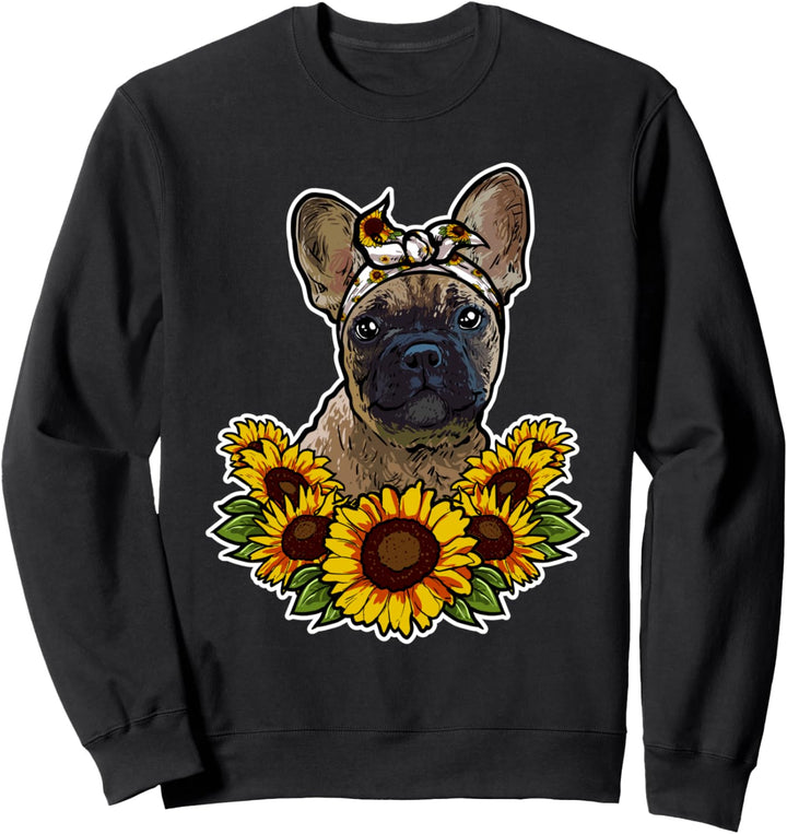 Franzoesische Bulldogge Sonnenblumen Frenchie Hunde Sweatshirt