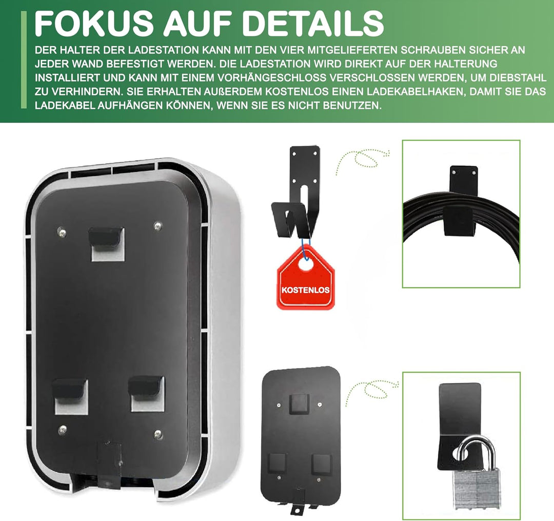 ANFIL Dreiphasen - EV Ladestation - EU-Standard-Ladegerät, IEC 62196-2 - mit 6,1m Ladekabel Typ 2 St