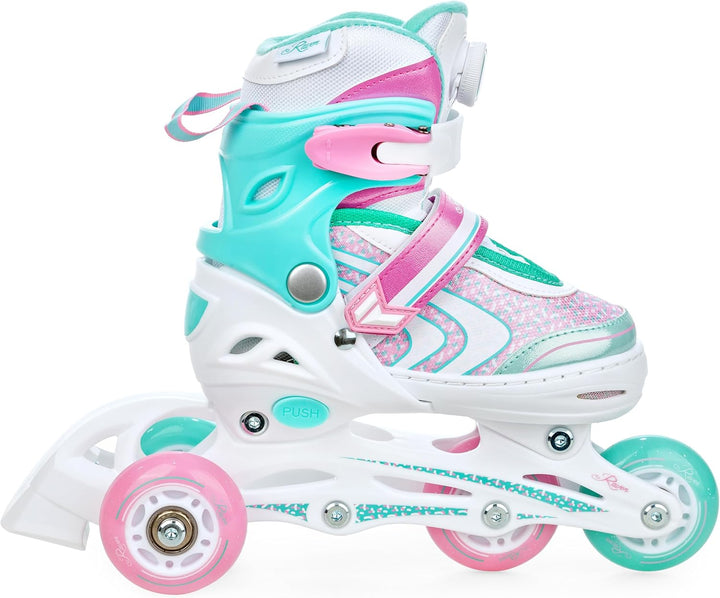 RAVEN 4in1 Inline Skates Triskates Rollschuhe Schlittschuhe Inliner für Kinder Mädchen verstellbar G