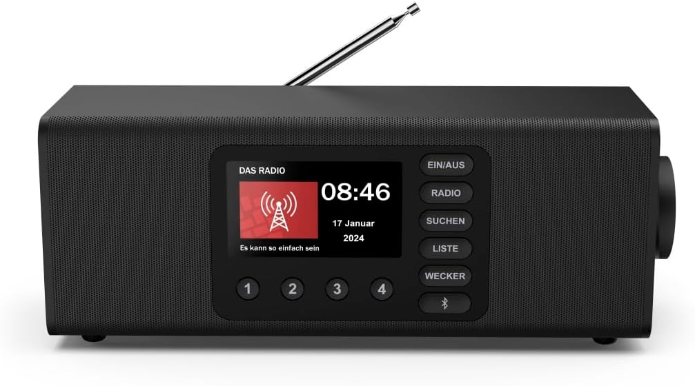 Hama Digitalradio mit Wecker (DAB Radio mit grossem Display, Küchenradio, DAB+, Seniorenradio mit ei