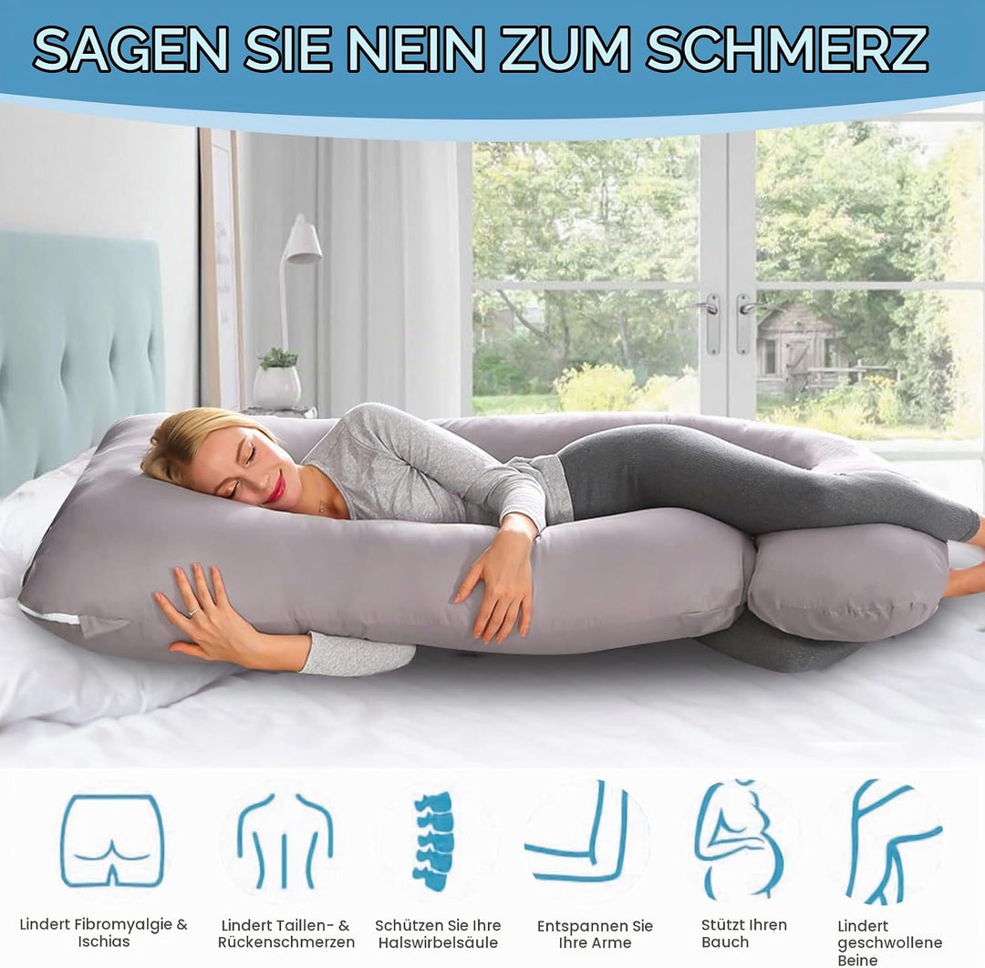 Lannvan Schwangerschaftskissen, J-förmiges Seitenschläferkissen zum Schlafen, Stillkissen XXL, 3KG B