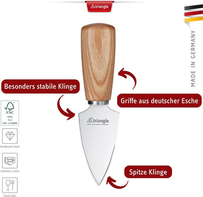 triangle 86 182 00 00 Parmesanmesser Soul spitz mit Esche-Griff zum Spalten und Brechen von Hartkäse