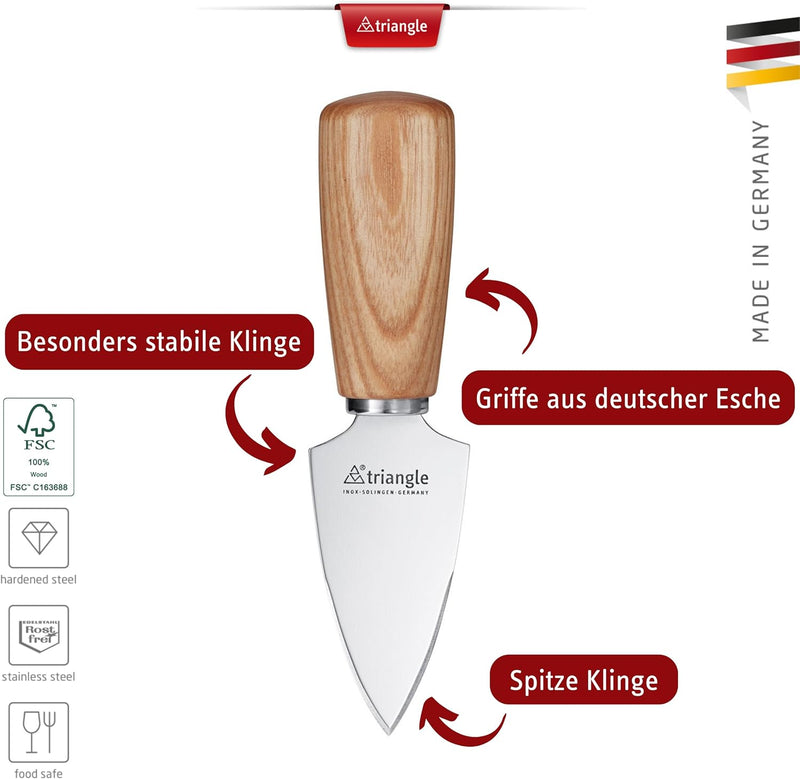 triangle 86 182 00 00 Parmesanmesser Soul spitz mit Esche-Griff zum Spalten und Brechen von Hartkäse