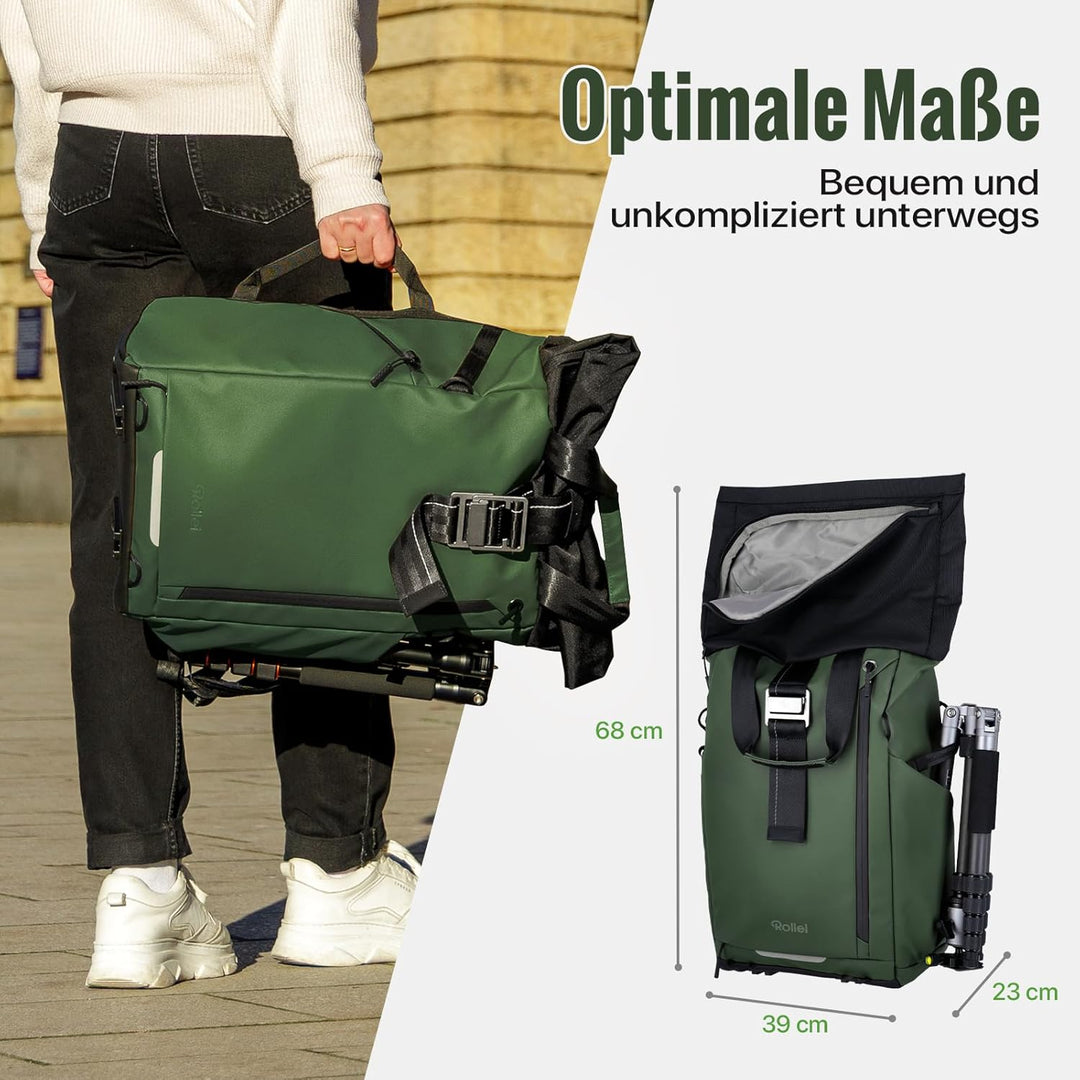 Rollei Fotoliner Ocean Rolltop Kamerarucksack Wasserdicht Fotorucksack Gross Kamera Rucksack mit Lap