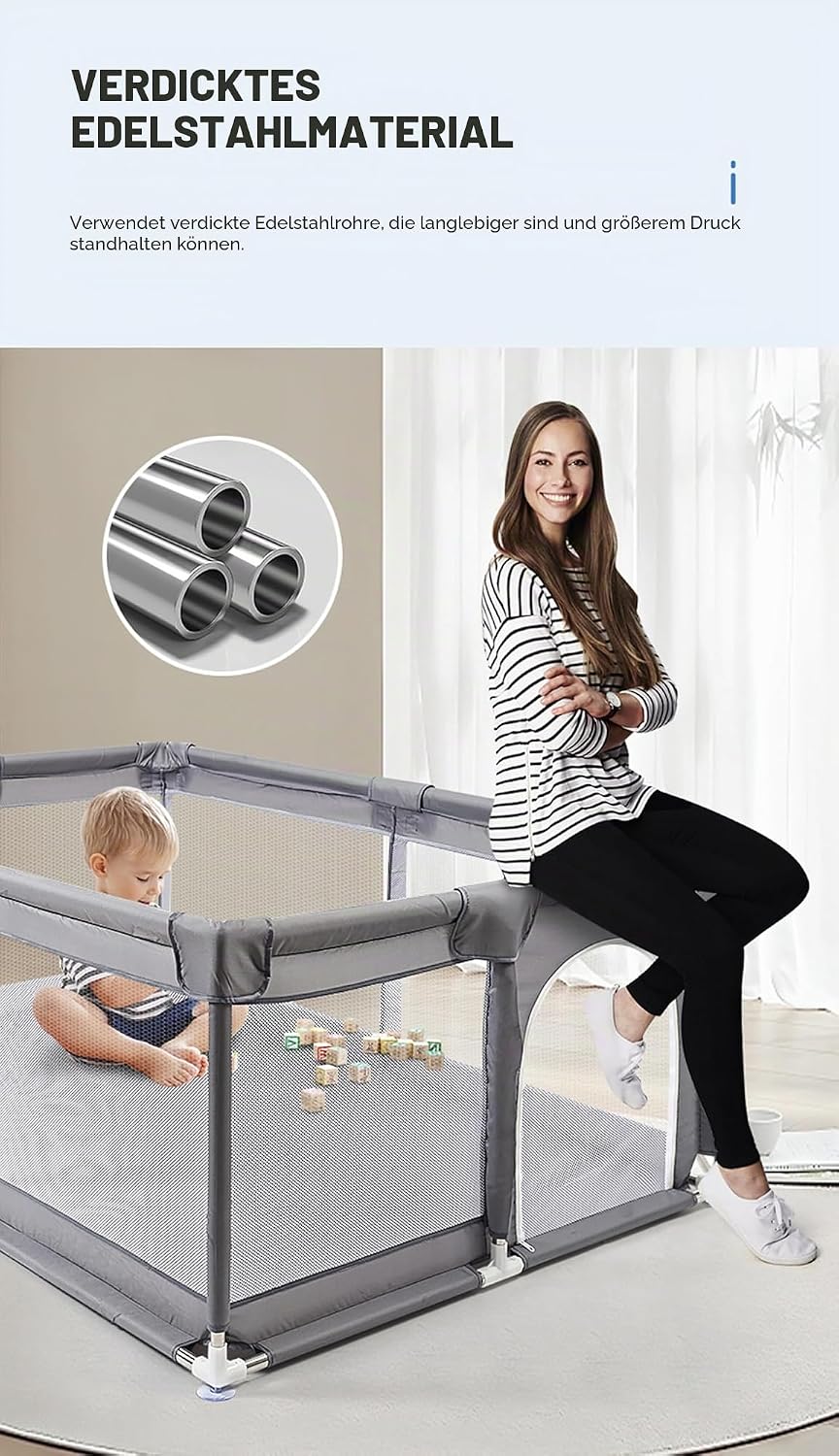 Laufstall Baby, Laufstall Faltbar für Drinnen, Grosser Laufgitter Baby, Kinderaktivitätszentrum Spie
