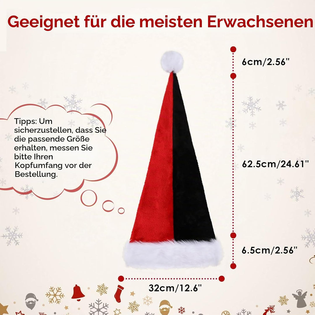 Weihnachtsmütze Verlängerte Erwachsene mit Streifen,Plüsch Weihnachtsmütze für Herren und Damen, San