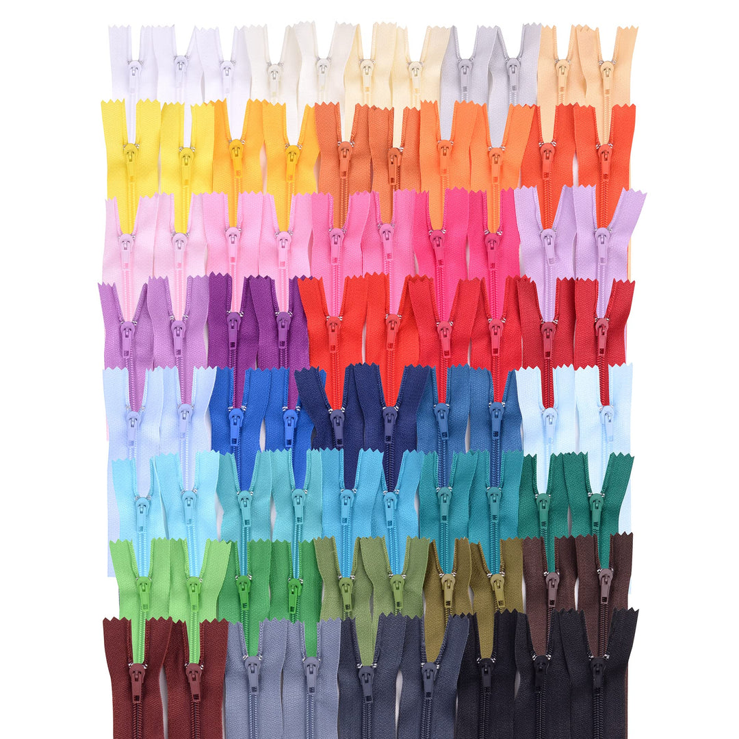 Jajasio Set 80 Reissverschlüsse Sortiert Nicht Teilbar, Nylon, 3mm Spirale, 55 cm, 39 Farben, Ersatz