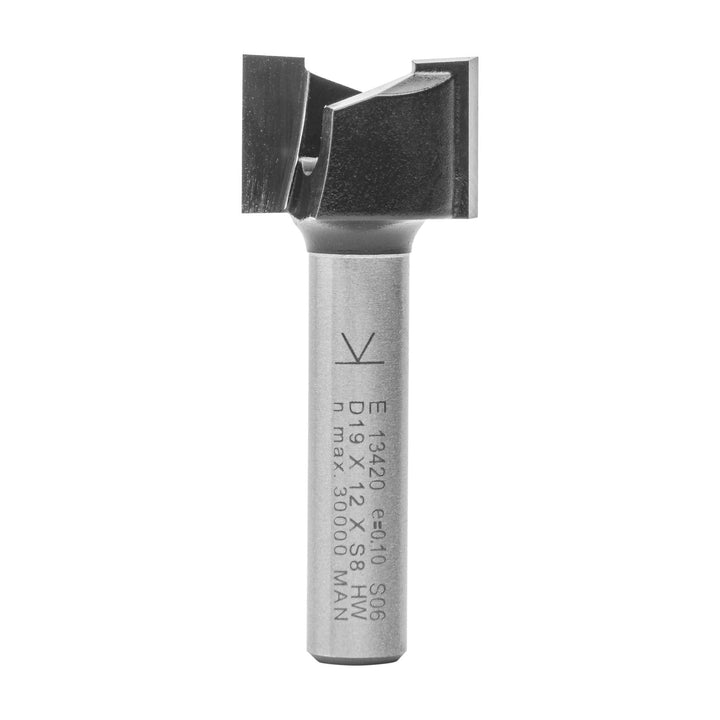 ENT 13420 Planfräser HW, Schaft (S) 8 mm, Durchmesser (D) 19 mm, NL 12 mm, SL 32 mm, GL 44 mm SL=19
