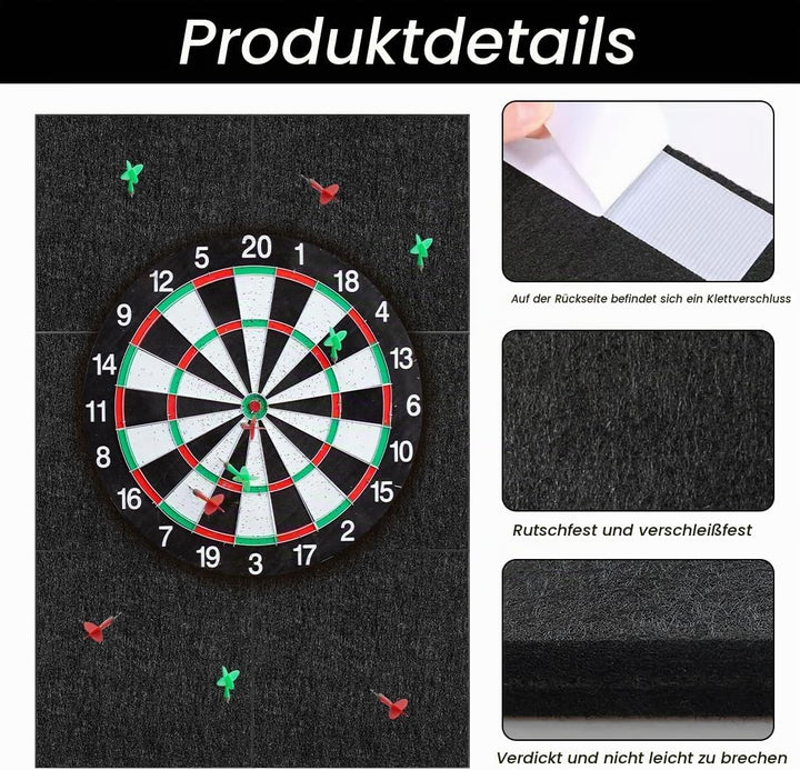 Dart Wandschutz, Filz-Dartboard-Wandschutz, 6 Stück Dart Schutzwand Selbstklebend 30*30cm, Wandumran