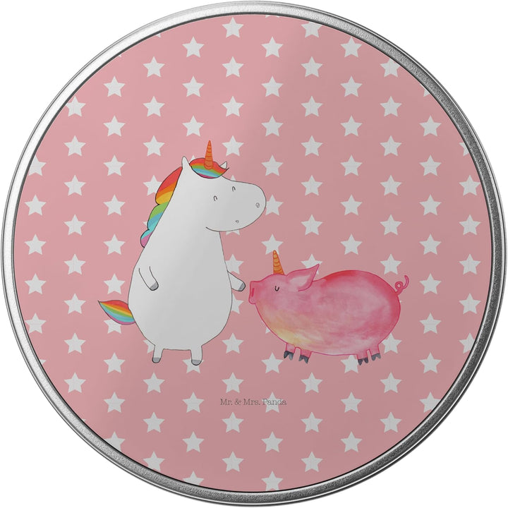Mr. & Mrs. Panda Blechdose rund Einhorn Schwein - Geschenk, Einhörner, Freundin, Geschenkbox, Metall