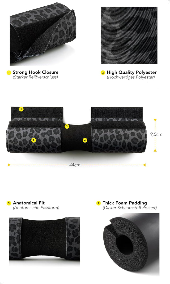 Fitgriff® Langhantel Polster, Hip Thrust Pad mit Klettverschluss - Hantel Nackenpolster - Polsterung