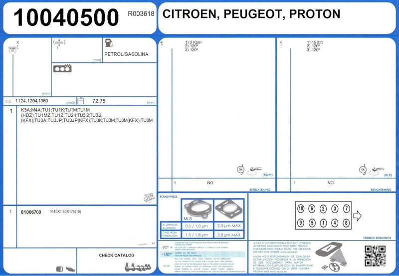 Ajusa 50038800 Dichtungsvollsatz, Motor