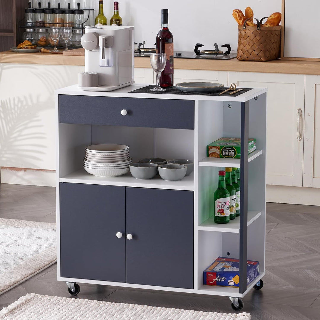 Bonnlo Küchenwagen mit Rollen, Kühceninsel, Servierwagen mit Schublade, Küchenschrank Arbeitsplatte