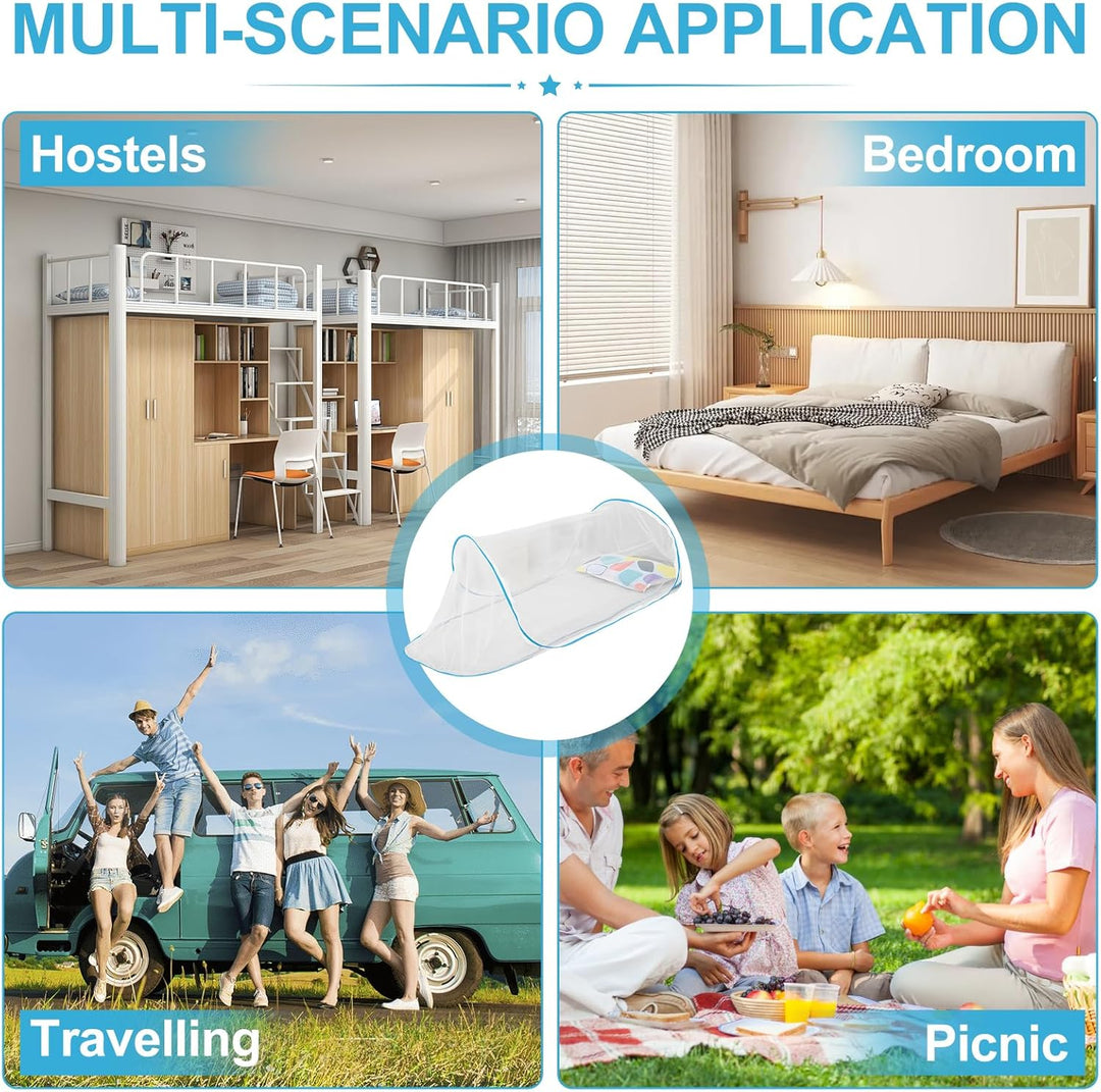 Moskitonetz Bett Pop Up, Tragbares Moskitonetz Reise Pop Up, Mückennetz Einzelbett Faltbar, Einfache