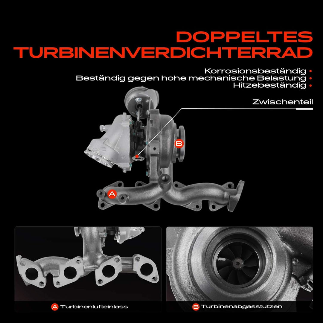 Frankberg Turbolader Kompatibel mit A3 2006-2013 Altea 2007-2009 Leon 2006-2012 Octavia II 2006-2013
